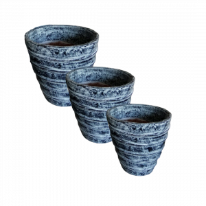 A Set of 3 Stripe Line Lombok Big Pot – Image 2
