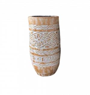 Palm Carved Pot- Pot en Palmier Sculpté Tribal - Image 2