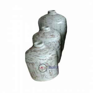 A Set of 3 Simetrical Round Shaped Painted Color Lombok Pot – Image 6