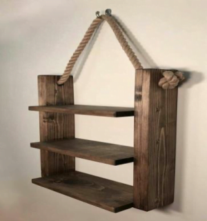 Triple étagère suspendue en bois massif - MUR HANGING