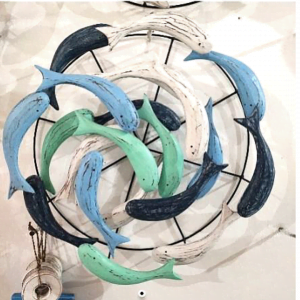 Wall Decoration Of A Group Of Dark Blue Blue GreenFish