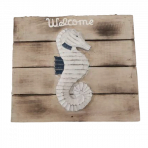 Wall Decor "Welcome" With Sea Horse