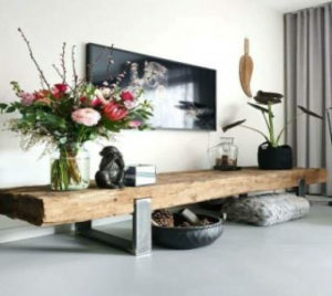 Banc Bois massif rustique pieds armature métalique 200 - BENCH