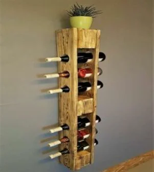 Rangement bouteilles murales en bois rustique - RACK BOTTLE