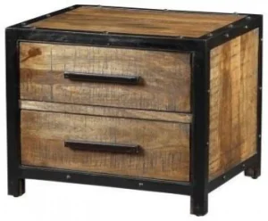 Table de Nuit 2 Tiroirs en bois dans cadre métalique