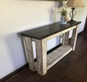 Console haute en bois rustique plateau noir - CONSOLE