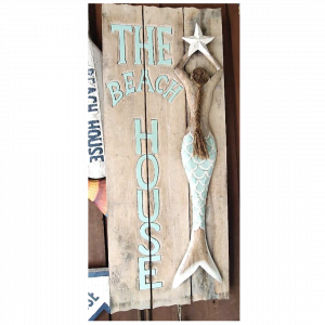 Wall decor "Beach House" With Green Mermaid