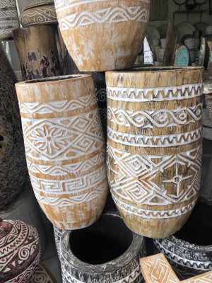 Dg palm Carved pot 40x20 cm, natural