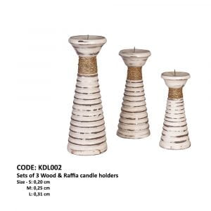 Bougeoirs en bois et raphia 2