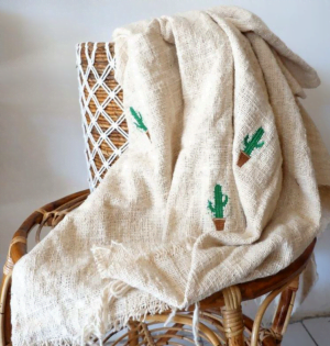 Jeté à motif cactus