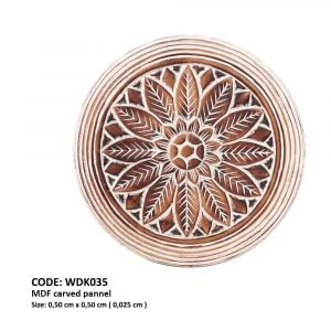 Sculpture ronde à motifs florales marron