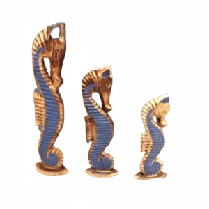 A Set Of 3 Wooden Sea Horses