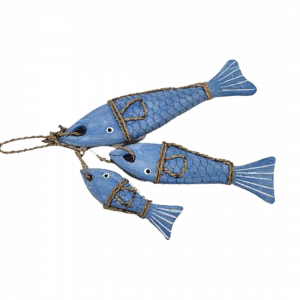 Un ensemble de 3 petits poissons en bois