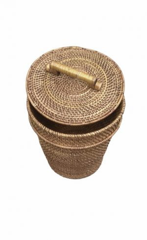 Bamboo Trash bin – Poubelle en rotin avec couvercle