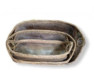Basket ovale set 3 Rattan natural - Ensemble de 3 paniers ovales