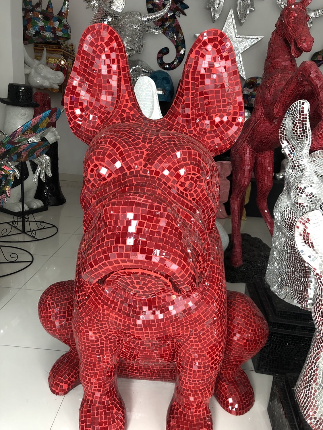 Statue bouledogue en verre