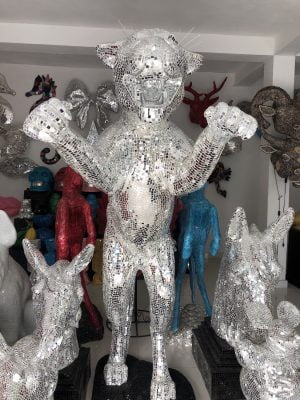 Décoration grande statue en verre Jaguar