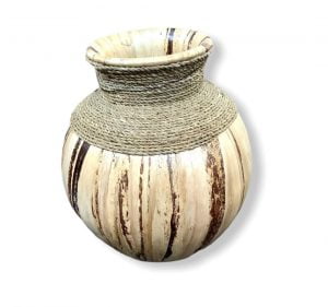Vase palmier naturel et céramique - Vase en palmier naturel