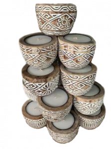 Palm Carved Candle - Pot bougie ovale sculpté en Palmier