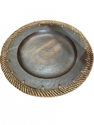 Plate wood and natural rattan - Assiette en bois et rotin