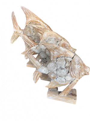 Set de 3 poissons en bois déco - 3 Poissons en bois décoratifs