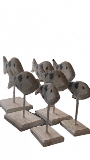 Wooden standing fish set