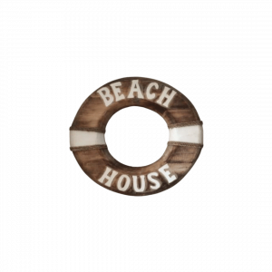 Beach Decor Life Ring,Tiki Bar Hut" Beach House"White Brown