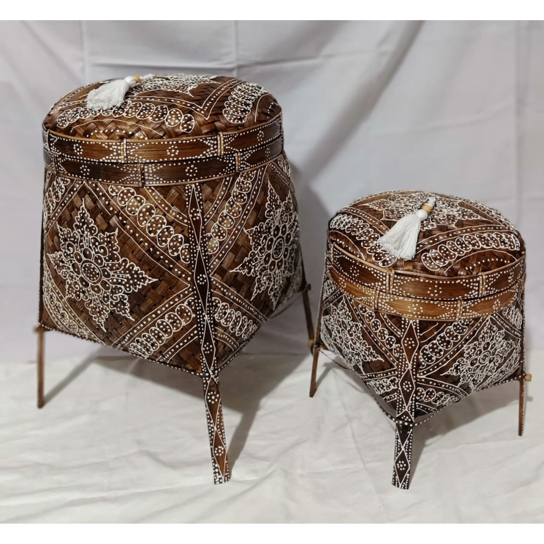 A Set Of 2 Standing Bamboo Box Bali