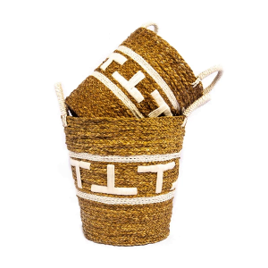 A Set Of 2 Toto Natural White Laundry Basket