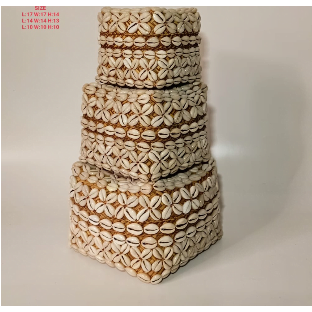 Lot De 3 Boîtes Bali En Bambou Avec Coquillages 5