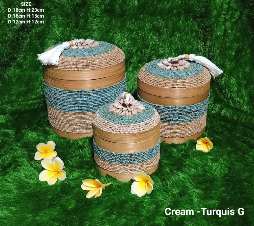 A Set Of 3 Beads And Bamboo Bali Box