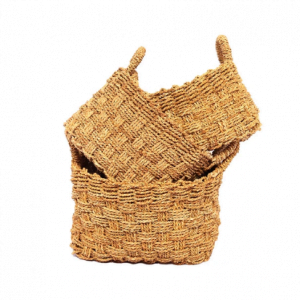 Lot de 3 Paniers à Linge Blanc Naturel Catur Plain