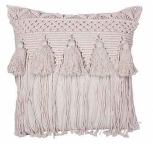 Housse de coussin en macramé avec pompon Losa