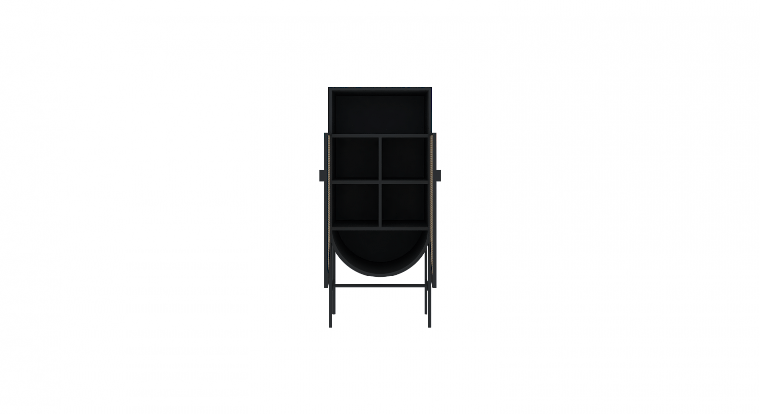 Vitrine en rotin 1 - Façade (ouverte) 60x45x140 cm