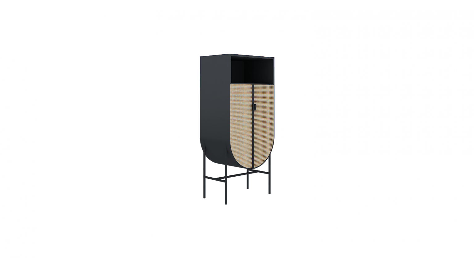 Vitrine en rotin 1 - Perspective 60x45x140 cm