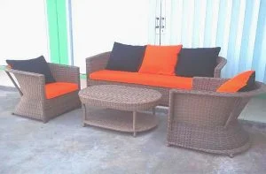 Synthetic Rattan Table and Sofa 7