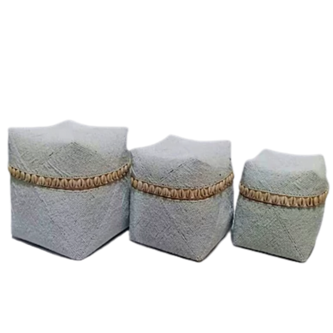 White Traditional Bali Box With Sea Shells
