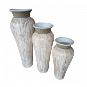 A Set of 3 Large Lombok Pot With Rope – Image 2