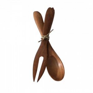 Un ensemble de cuillère et fourchette en bois