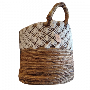 Lot de 3 paniers à tricoter Naturel & Blanc