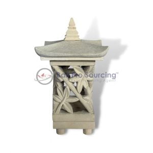 Lampe Japonaise Feuilles De Bambou Sculptées