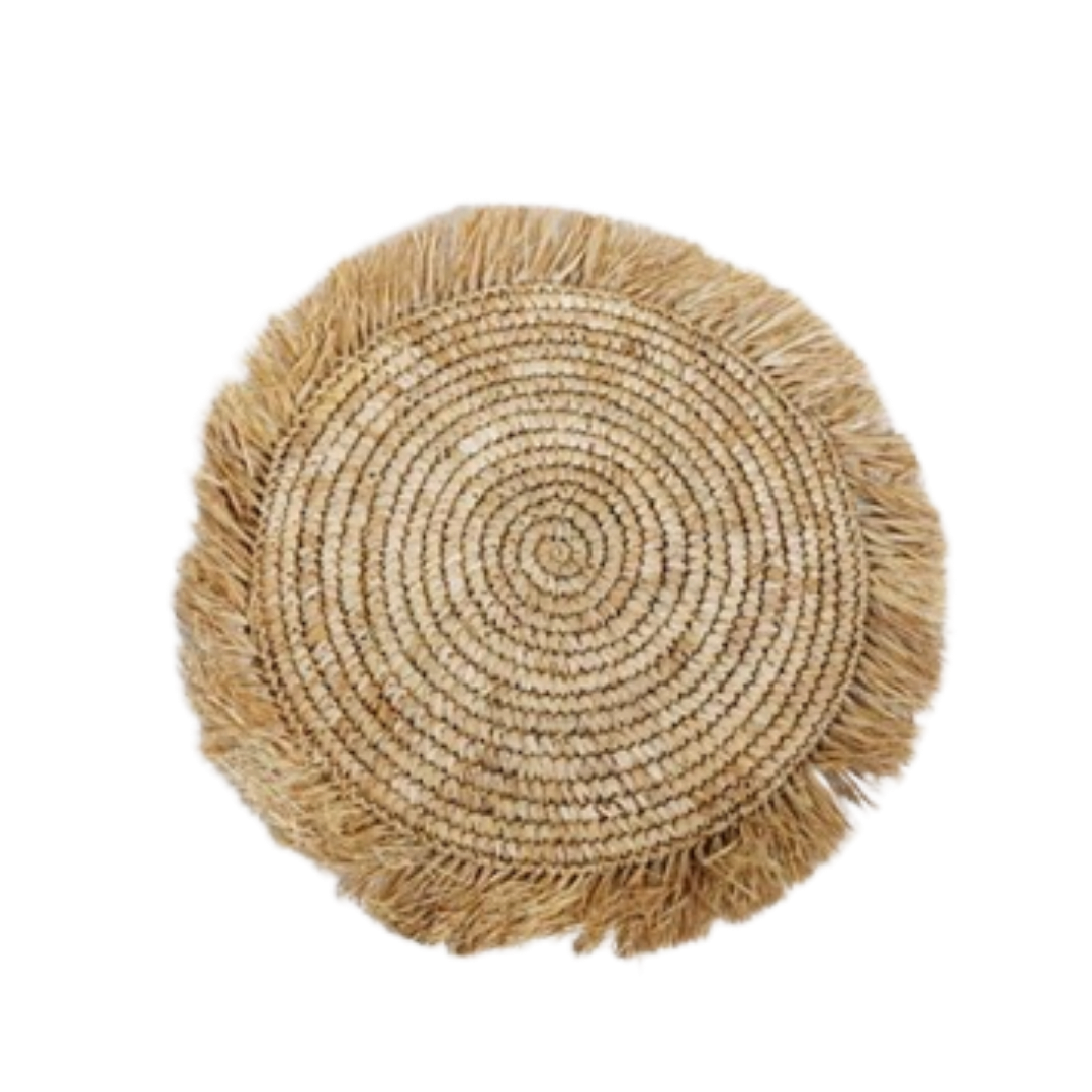 Napperon Palm Rafia Avec Frange Marron Clair