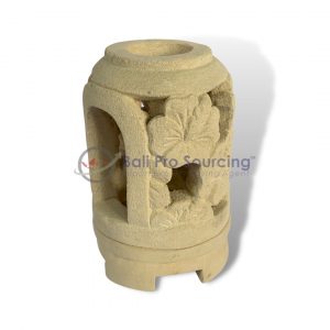 Petite lampe de jardin sculptée Hibiscus