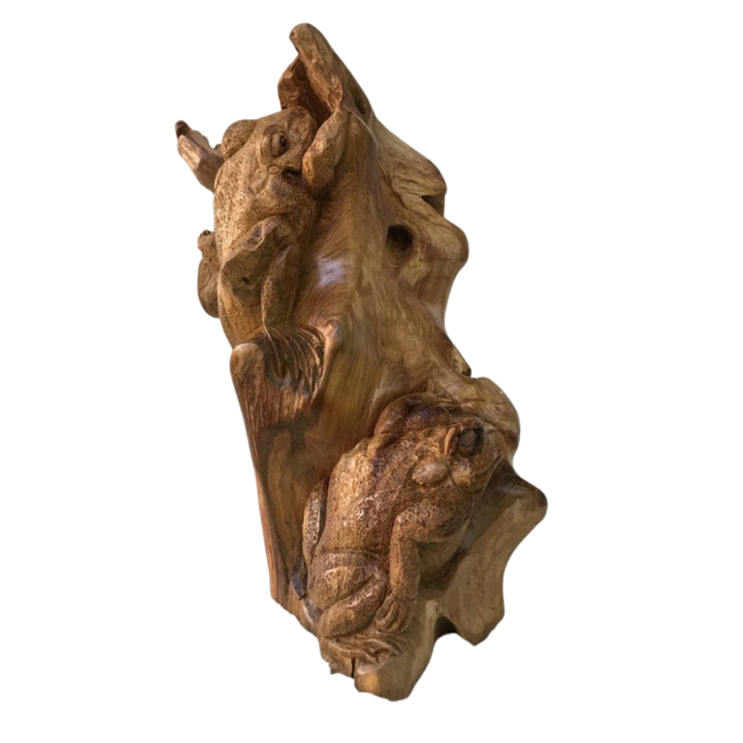 Décoration de grenouille en bois