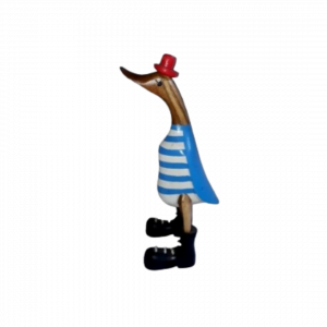 Canard en bois avec tee-shirt rayé bleu blanc