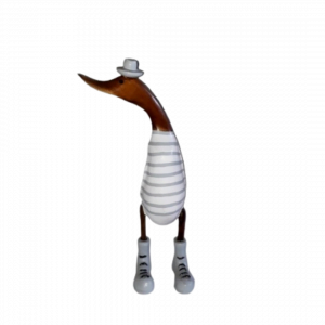Wooden Duck With White Grey Striped T-Shirt – Image 2