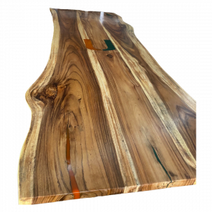 Table en résine noire rouge en bois