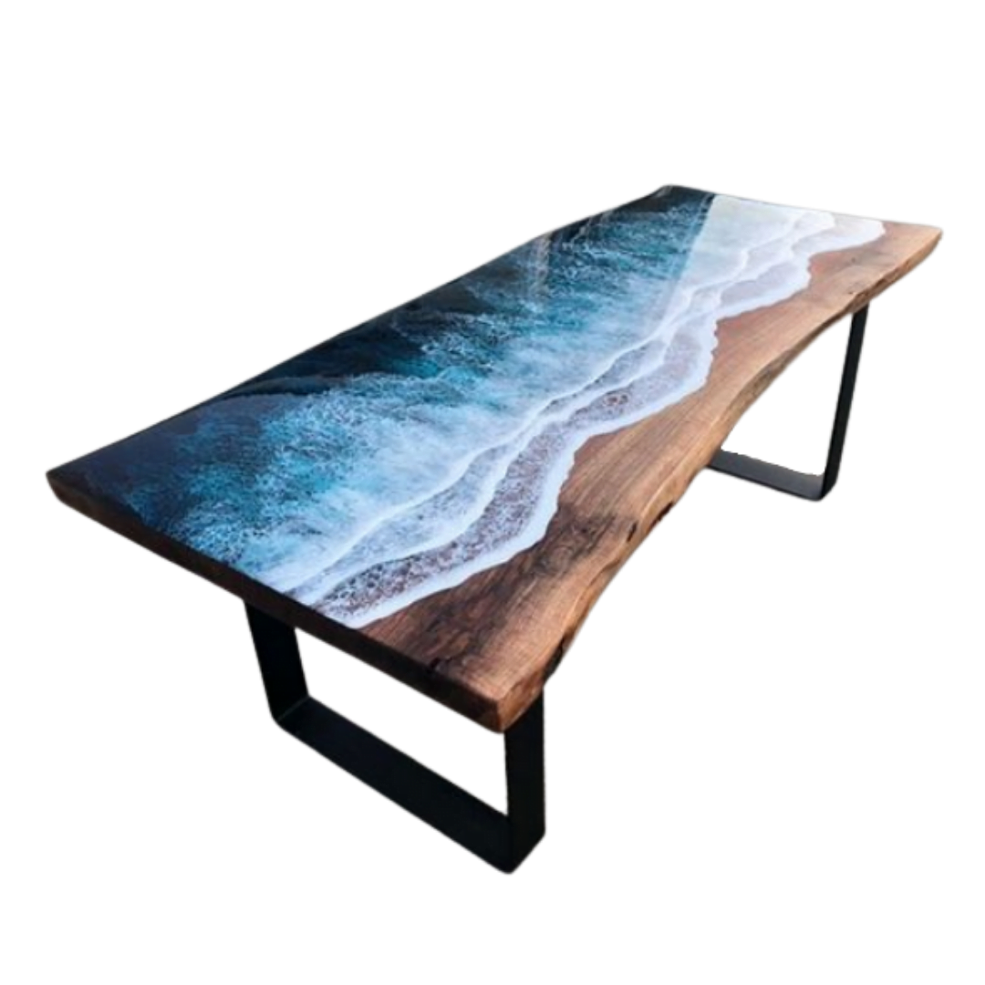 Wooden Resin Table Waves