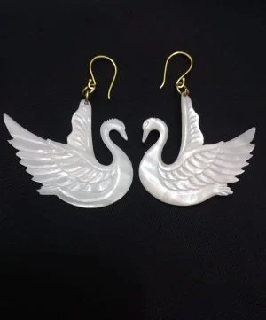 Boucles d'oreilles cygne