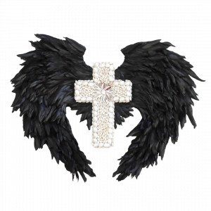 Black Feather Wings With Seashells